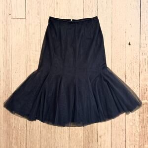 Vintage Designer Tulle Skirt Black Flare Petite Sz 6 by Tadashi Shoji  ($228)
